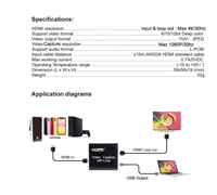 Carte de capture vidéo 4K HDMI 1080p Carte de capture de jeu de société USB 2.0 Recorder Box Device for Live Streaming Video Recording Loop Out est en promotion