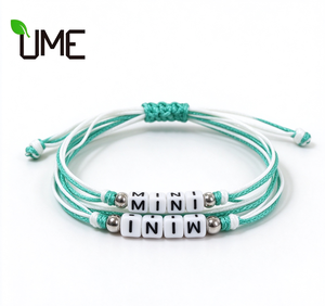 Bracelet personnalisé avec perles lettres, réglable, multi-couches, en corde tressée, bracelet avec nom, texte personnalisé, bracelet tissé pour cadeau - Product Image 1