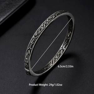Bracelet en acier inoxydable vintage à motif végétal sculpté pour homme, style nordique, nœud triangulaire viking, rune Odin <span class=keywords><strong>Aegis</strong></span>, bijoux punk - Product Image 2