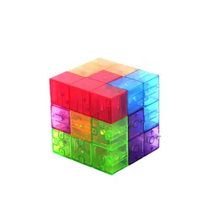 Blocchi magnetici 3D giocattolo per bambini cubi magnetici magici, Set di 7 blocchi magnetici Multi forme con 54 schede di guida