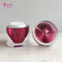 Nouveau design luxueux, pot en acrylique cylindrique pour crème de soin de la peau, emballage en plastique avec forme de bijou brillant