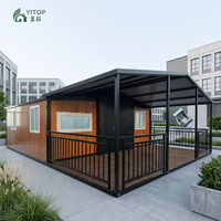 Maison conteneur en acier pliable et extensible, 2 chambres, étanche, résistante au vent, design contemporain, maison modulaire portable, Chine