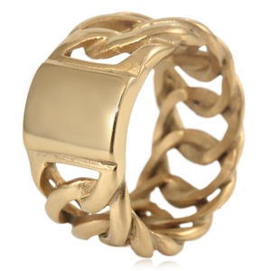 Yunnique Anillo de cadena hueca dorada para hombre, diseño geométrico, estilo punk, joyería de moda, regalo - Product Image 1