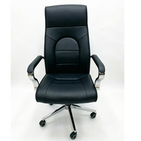 Chaise de bureau exécutive pivotante ergonomique moderne en acier inoxydable noir, réglable en hauteur et avec appui-tête, pour hôtel et salon