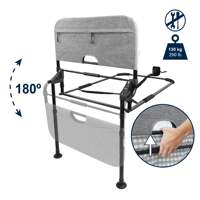 Barandilla de Cama Plegable para Adultos con Patas Ajustables, Barrera de Cama de Metal y Tela 63x103cm, Compatible con Camas de 90-180cm, KMINA K40069