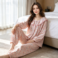Pyjama en viscose pour femme, taille élastique, décontracté, confortable, élégant, design tissé, manches longues, pour le printemps et l'automne