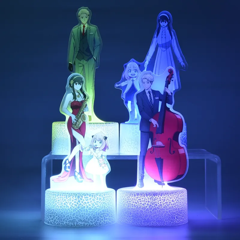 16 컬러 원격 SPY X FAMILY 2nd Yor Briar Anya 애니메이션 파생 상품 LED 아크릴 야간 조명 야간 조명 3D 램프 선물
