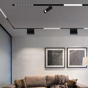 Système d'éclairage sur rail magnétique 48V réglable, luminaire LED encastré ou en saillie pour plafond, idéal pour la décoration intérieure - Product Image 3