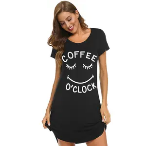 المرأة إلكتروني قمصان النوم و Sleepshirts النوم النوم لطيف شيرت مطبوعة فستان سهرة قصيرة الأكمام القطن ثوب النوم باس النوم