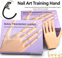 Main d'entraînement pour la formation en manucure, modèle de main de mannequin avec support, doigts amovibles, pour la pose de faux ongles, idéal pour les débutants en nail art
