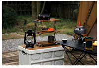 Table pliante de camping à 2 niveaux en bois massif, légère et portable, pour cuisine et pique-nique