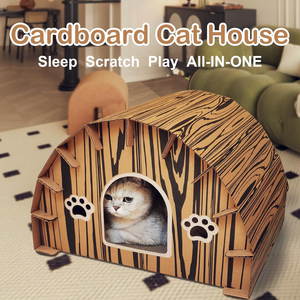 Casa ecológica de cartón corrugado para gatos, casa pequeña de alta calidad para mascotas con rascadores - Product Image 3