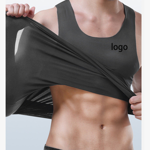 Camiseta sin mangas de seda helada transpirable y ligera para hombre con logo personalizable, cuello redondo, ideal para deportes de verano, camiseta interior de capa base. - Product Image 1