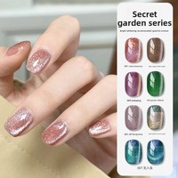 SHINE FC33 Nail Art Nouvelle Collection 2025 Série Jardin Secret Gel Effet Œil de Chat Île Déserte Hyper-Brillant Brocart Large Spectre