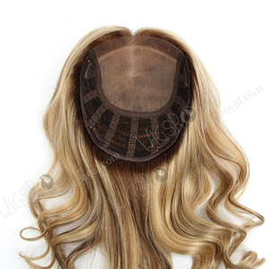 High Quality Bouncy Curl Natural Real Scalp Silk Top PU Front <strong>Open</strong> Weft Clip on Human Hair Crown <strong>Topper</strong> - Product Image 2