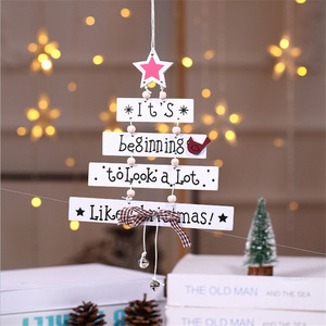 Nouvel arbre de Noël en bois, décoration de porte de Noël, carillon à vent avec inscription, cloche de Noël suspendue. - Product Image 4