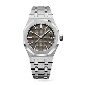 定制工厂便宜价格 20ATM 汽车日期功能专门设计银色不锈钢手表男士