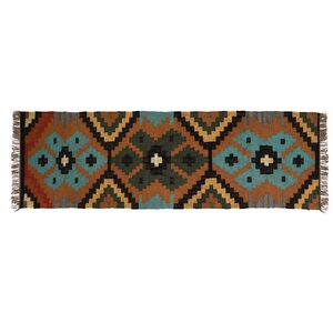 Tapis de jute en laine Kilim durable Tapis géométrique rustique pour intérieurs contemporains modernes Ensembles de tapis pour le salon - Product Image 3