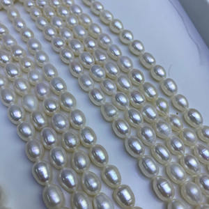 Collar de Perlas de Arroz de Agua Dulce Naturales de 8-9 mm, Joyería Semielaborada Hecha a Mano, Accesorio de Bricolaje, Perlas Sueltas - Product Image 3