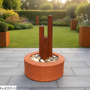 Fontaine d'eau de <span class=keywords><strong>jardin</strong></span> Art Déco WJS en acier Corten avec rotin FE-82523-33 Guangdong Anniversaire - Product Image 6