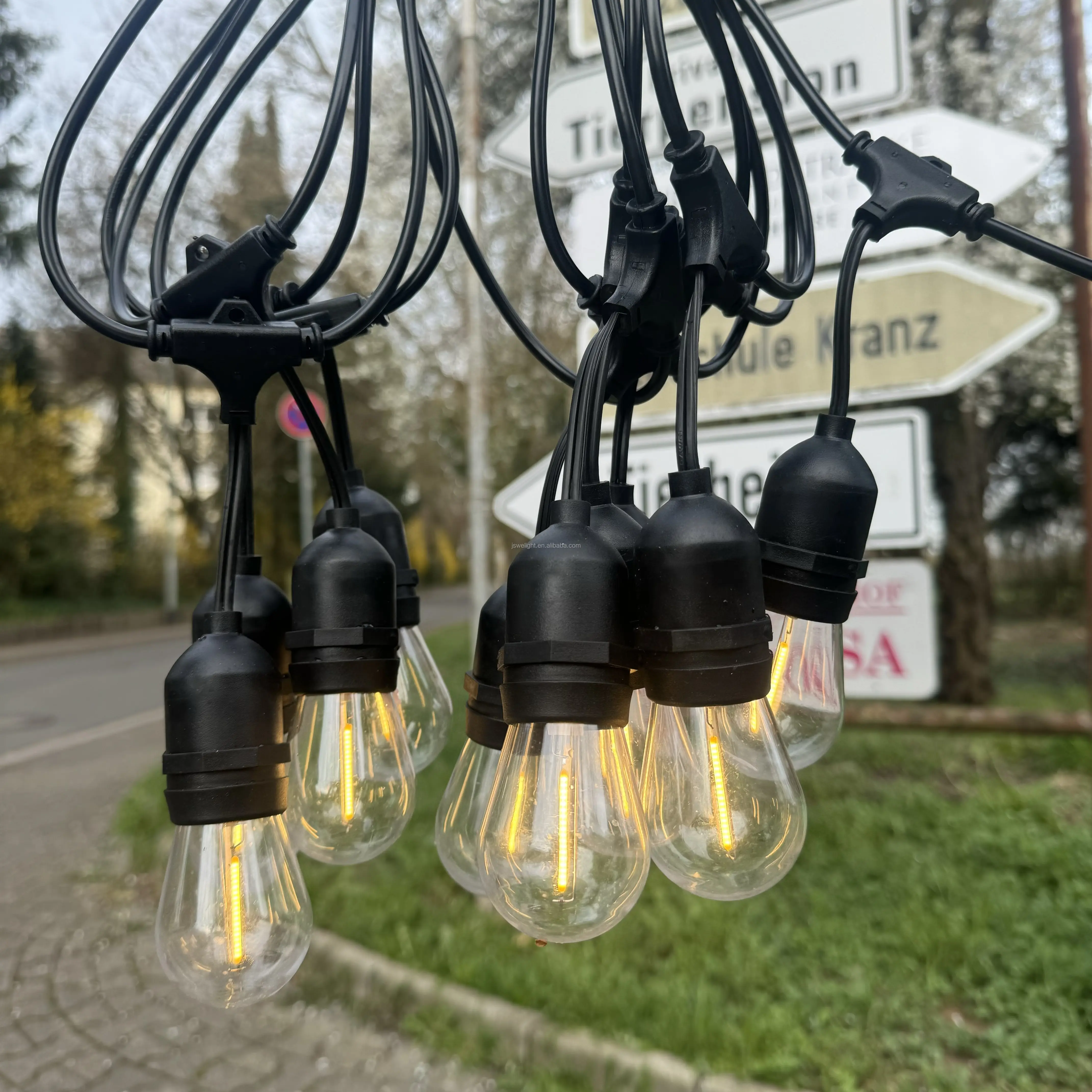 Luci di natale sospese impermeabili collegabili e impermeabili US EU AU Plug Globe lampadine stile Edison 5m 10m 15m S14 luci da Patio
