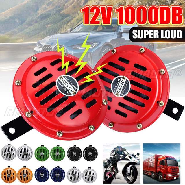 Pair Electric Air Horn Compact 12V 1000DB Super Loud Universal for Vehicles Cars Trucks Motorcycles Waterproof