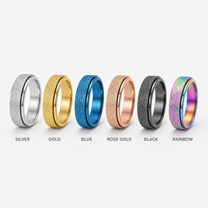 18K Vergoldete Edelstahl-Partnerringe Matt Drehbarer Fidget Spinner Eleganter Luxus Hypoallergener Schmuck - Product Image 2