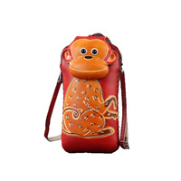 Sac à bandoulière pour téléphone en cuir véritable fait main, motif éléphant 3D, pochette rectangulaire, porte-monnaie, sac à main