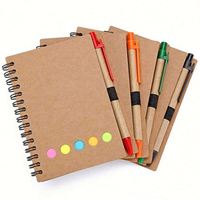 Bloc-notes personnalisé en cuir écologique et papier kraft avec notes adhésives, mini-carnet et stylo – Idéal pour le bureau et les entreprises