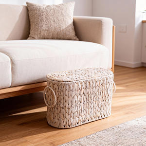 Panier de rangement tissé Bobai, rectangulaire, blanc, fait main, avec couvercle, pour jouets, livres et articles divers - Product Image 4