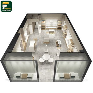 Modern Boutique Apparel Display Cabinet Fashion Rack Wall Shelving Cashier Counter Lighting <b>Showcase</b> Fixture - Product Image 6