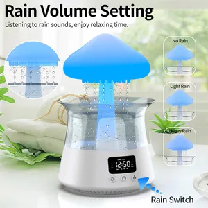 Meditation Alarm Clock Magic Raindrop Sound Night Light Scent Oil Diffuser Mushroom Water Drip Rain Device And Humidifier