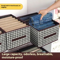 Faltbare Houndstooth-Aufbewahrungsbox mit Stofflagen für Hosen, Kleiderschrank, Kleidung, PET-Kunststoff, faltbarer Aufbewahrungsrahmen, direkt ab Werk