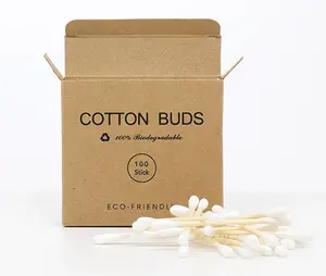 Kunststoff kostenloser organischen bambus ohrhörer baumwolle knospe tupfer in kraft box