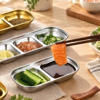 Plat à sauce en acier inoxydable 304 doré empilable pour la maison, la cuisine et le barbecue