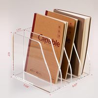 Organizador de Archivos de Escritorio Vertical de Acrílico de Alta Transparencia con 4 Compartimentos para Uso en Oficina y Hogar, para Libros/Revistas/Documentos