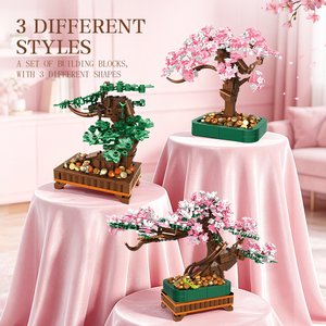 Set di Costruzioni 3 <span class=keywords><strong>Stili</strong></span> Diversi: Albero Bonsai di Ciliegio, Giocattoli <span class=keywords><strong>Educativi</strong></span>, Mattoncini Botanici, Regalo - Product Image 2