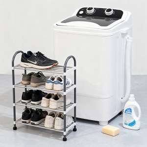 Lave-linge électrique compact multifonction 2-en-1 pour vêtements et chaussures, idéal pour hôtels et usage domestique, avec manuel d'utilisation en anglais - Product Image 4