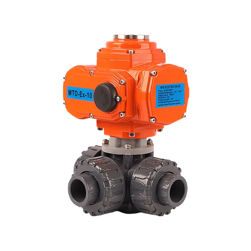 Explosion Proof Long lifespan 2 3 way plastic electric actuator motorized water pvc ball valve with Failsafe to Close Actuator