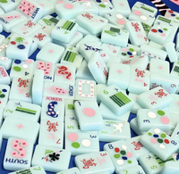 Ensemble de tuiles de Mahjong pliables écologiques de 160 pièces aux couleurs assorties exclusives pour les fêtes, les soirées de jeux en famille et le divertissement - Livraison rapide