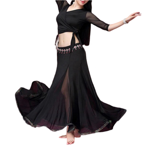 Vêtements pour femmes danseuses du ventre, jupe maxi sirène, jupe plissée à volants, jupe sirène, costumes de carnaval - Product Image 1