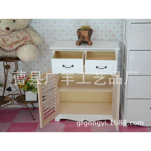 White And Brown Wooden <b>Shoe</b> Cabinet With Two Doors And Drawers <b>Storage</b> For Entryway Or Living Room - Product Image 1
