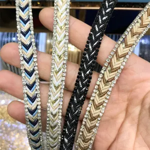 Tr060 toptan örgülü şerit taklidi bantlama demir on rhinestone trim ayakkabı