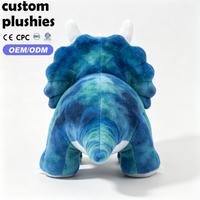 Vente flash - Jouet en peluche bleu mignon en forme de triceratops - Jouet en peluche dinosaure à bouche ouverte pour enfants - Cadeau d'anniversaire