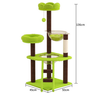 คอนโดแมวหรูหราสีเขียว หลายชั้น ดีไซน์เรียบง่าย สนุกสนาน พร้อมเสาปีนป่ายทำจากไซซอล - Product Image 3