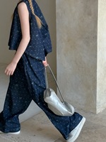HIPPO KIDS 2025 Ensemble d'été pour fille Denim 2 pièces avec nœuds à pois