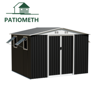 Abri en fer de haute qualité 12FT X 10FT avec porte coulissante et 4 fenêtres - Durable, imperméable, facile à assembler