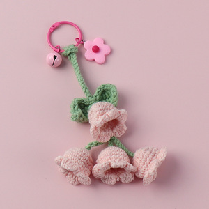 Llavero de Lirio de los Valles Tejido a Crochet, Hecho a Mano, Pequeño Regalo, Colgante Floral para Bolsa de Estudiante, Estilo de Dibujos Animados, Ecológico - Product Image 3