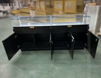 Vitrine de présentation de bijoux personnalisée en verre trempé noir brillant à vision complète avec éclairage LED et verrouillage pour bijouterie