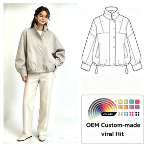Manteau court <span class=keywords><strong>trench</strong></span> personnalisé style coréen 2026 pour femme, manches chauve-souris, coupe ample, décontracté, printemps-automne, <span class=keywords><strong>petite</strong></span> taille, vêtement d'extérieur - Product Image 1